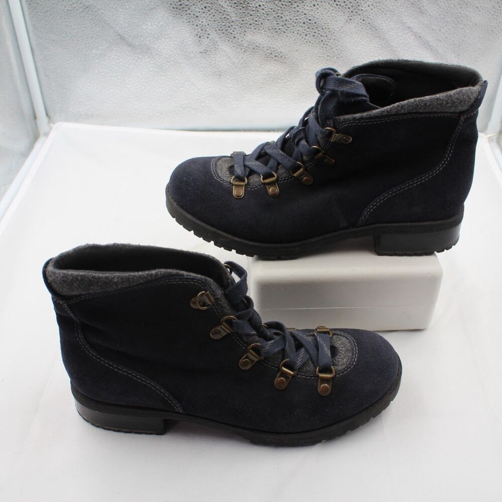 Clarks Faralyn Alpha Size 8 Women Hiking Ankle Boots Navy Blue Suede